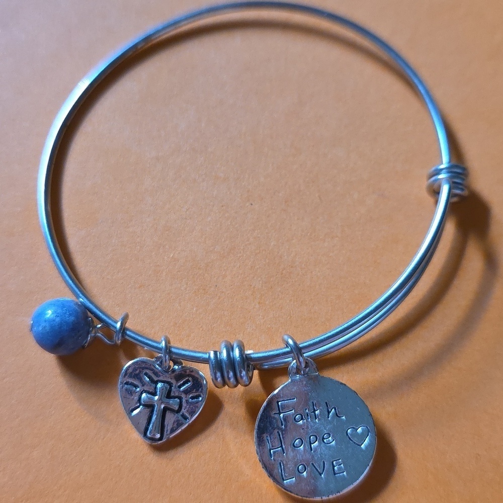 Silver Faith Charm Bracelet - Picture 2 of 2